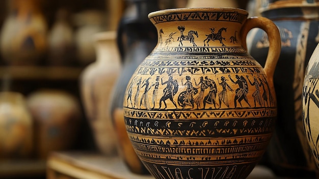 Ancient Greek Amphora Decorated with BlackFigure Artwork