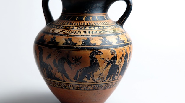 Ancient Greek Amphora Decorated with BlackFigure Artwork