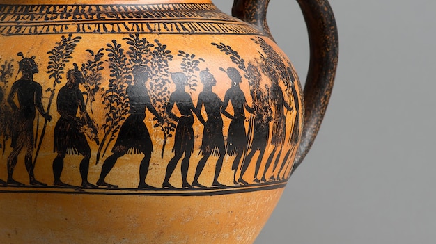 Photo ancient greek amphora decorated with blackfigure artwork