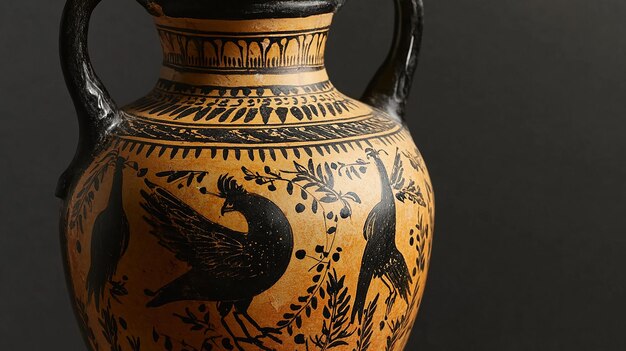 Ancient Greek Amphora Decorated with BlackFigure Artwork