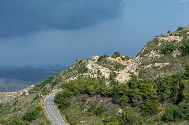 The ancient Greek chapel is located at the top of the mountain