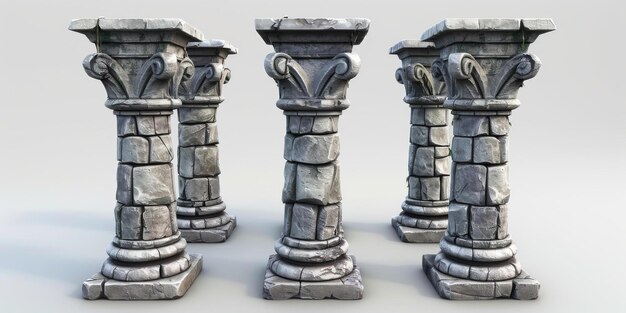 Photo ancient greek ionic columns 3d model