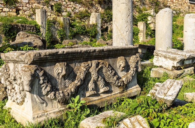 Ancient Greek ruins in Roman Agora Athens Greece Europe