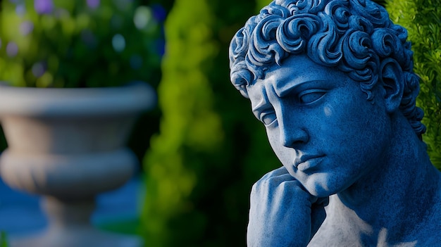 Photo ancient greek statue in contemplative study exuding classic wisdom and serene dignity