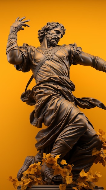 Photo ancient greek statue floating on yellow background