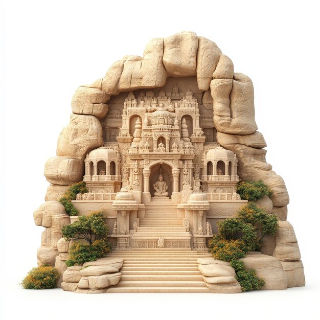 Ancient Hindu Temple Carved into a Mountainside