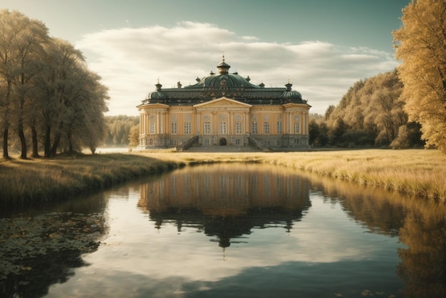 Photo ancient house by the lake