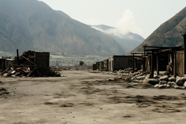 Ancient houses in an Armenian neighborhood made using generative AI tools