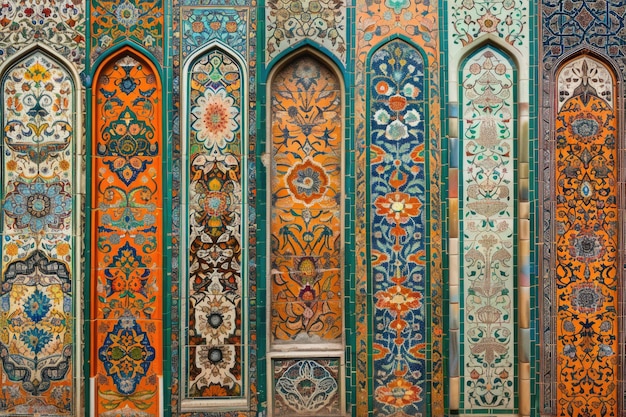 Ancient Iranian tile decorations in banner backgrounds