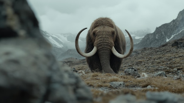 Photo ancient mammoth a striking portrait of a mammoth highlighting its immense size and furcovered body offering a glimpse into the past and the impressive characteristics of this ancient species