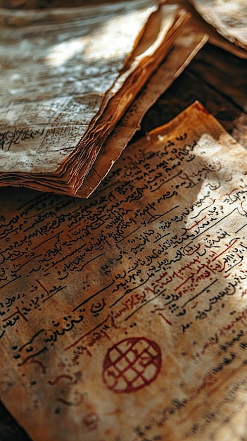 Photo ancient manuscripts with beautiful calligraphy showcase rich history and culture