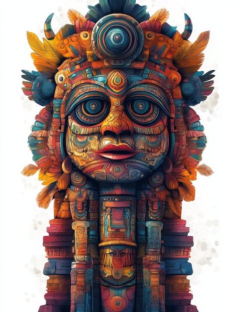 Photo ancient mayan deity with intricate ornamentation