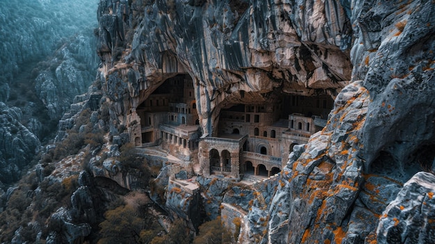 Ancient Monastery Carved into a Mountainside