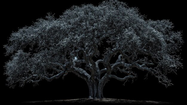 Photo ancient oak tree silhouetted against a dark sky