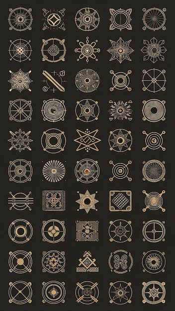 Photo ancient ornament symbols set sacred geometry line artvintage ornamental signs