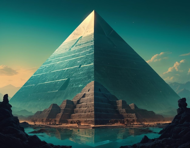 Photo ancient pyramids in a mystical landscape