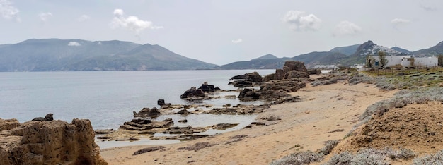 Ancient quarries of the Roman era of the island of Skyros Greece with poroliths stone and limestone