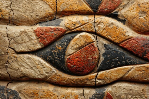 Ancient rock art with intricate patterns and symbols