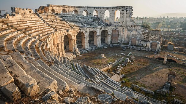 An Ancient Roman Amphitheater with Weathered Stone