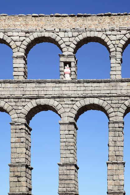 Ancient Roman aqueduct in Segovia, Spain