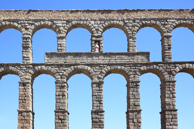 Ancient Roman aqueduct in Segovia, Spain