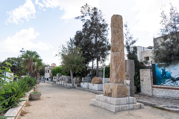 Ancient Roman artifacts at excavations in the city Alexandria Egypt Attractions