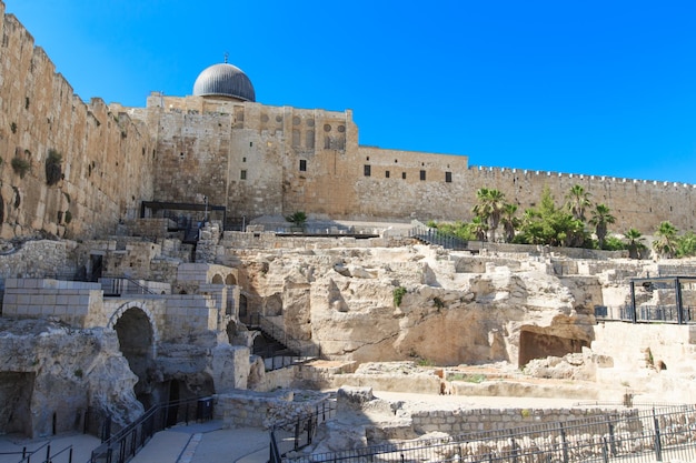 Ancient ruins in the center of Jerusalem Israel