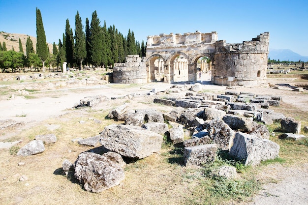 Ancient ruins in Hierapolis Pamukkale Turkey