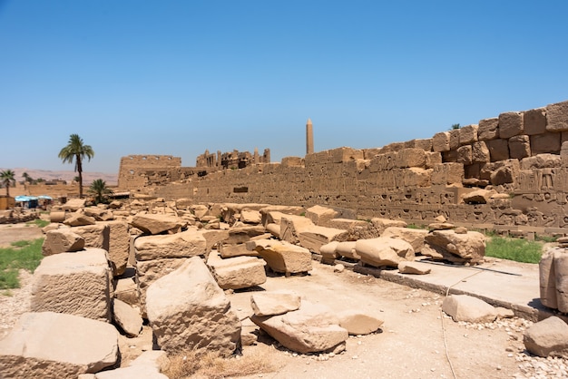 Ancient ruins of the Karnak Temple in Luxor (Thebes), Egypt. The largest temple complex of antiquity in the world. UNESCO World Heritage.