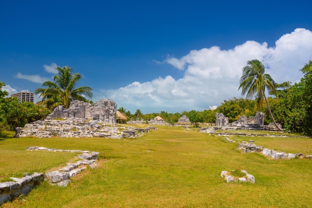 Ancient ruins of Maya in El Rey Archaeological Zone near Cancun Yukatan Mexico