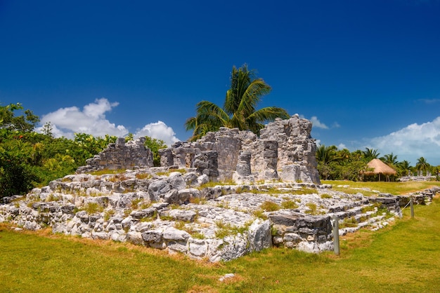 Ancient ruins of Maya in El Rey Archaeological Zone near Cancun Yukatan Mexico