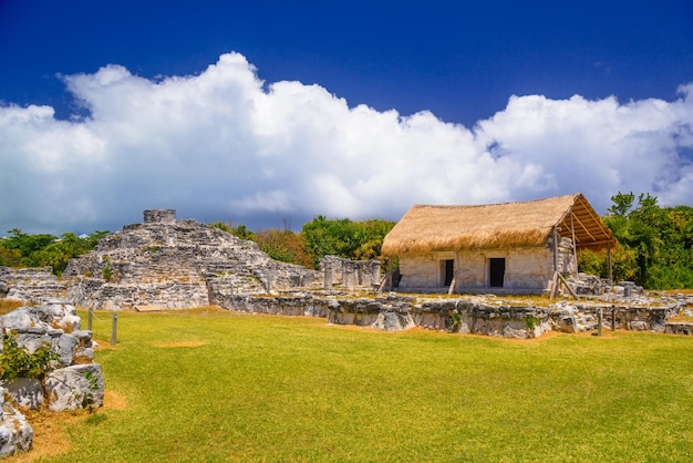 Ancient ruins of Maya in El Rey Archaeological Zone near Cancun Yukatan Mexico