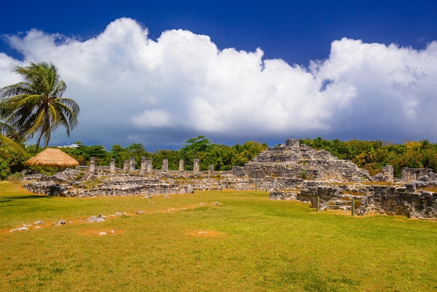 Ancient ruins of Maya in El Rey Archaeological Zone near Cancun Yukatan Mexico