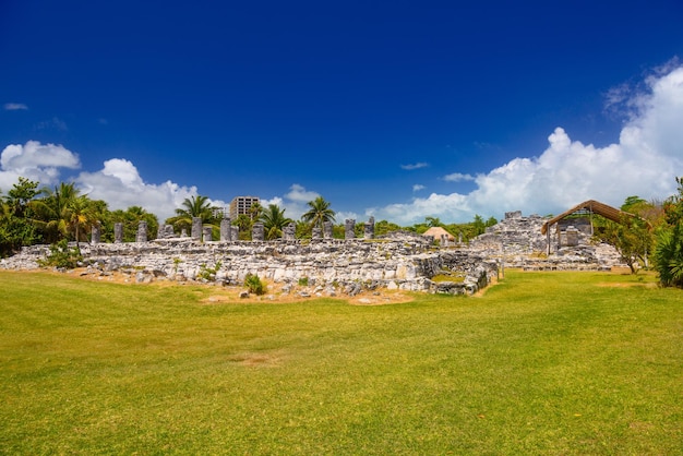 Ancient ruins of Maya in El Rey Archaeological Zone near Cancun Yukatan Mexico