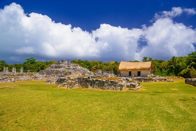 Ancient ruins of Maya in El Rey Archaeological Zone near Cancun Yukatan Mexico