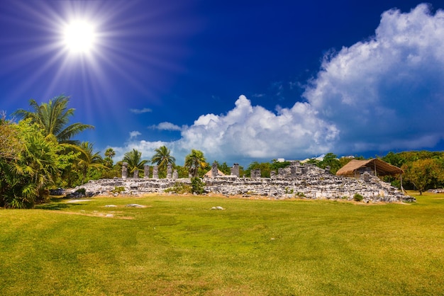 Ancient ruins of Maya in El Rey Archaeological Zone near Cancun Yukatan Mexico