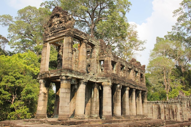 Ancient ruins structure in Angkor Wat Temples area in Siem Reap Cambodia Unesco World Heritage