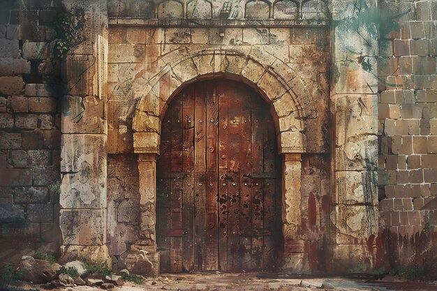 ancient rustic city gates in jerusalem fantasy