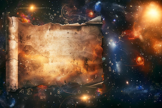 Ancient Scroll Amidst Cosmic Mysteries