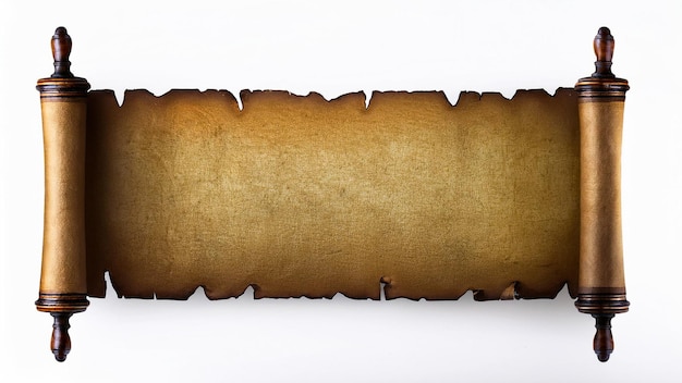 Photo ancient scroll on a white background