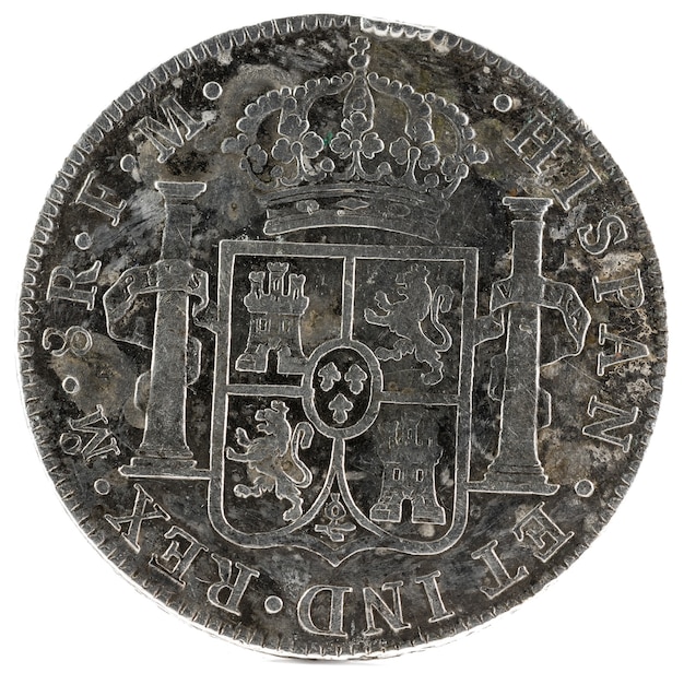 Ancient Spanish silver coin of the King Carlos III.