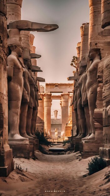 Ancient statues at Karnak Temple travelling Egypt