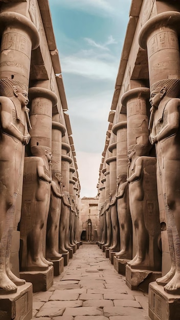 Ancient statues at Karnak Temple travelling Egypt