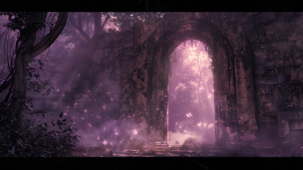 Ancient Stone Archway in a Mysterious Forest