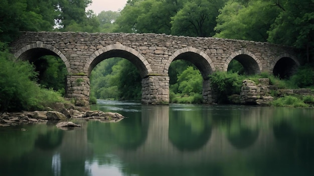 Ancient Stone Bridge Over a Tranquil River