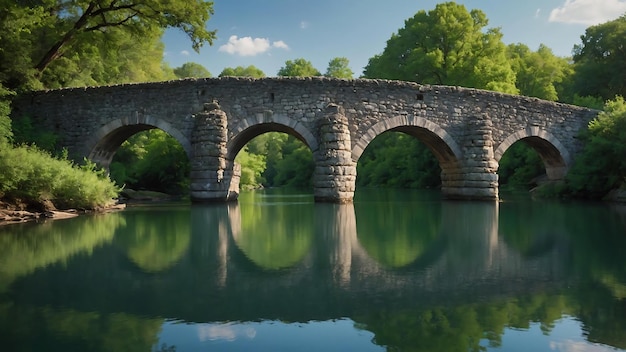 Ancient Stone Bridge Over a Tranquil River