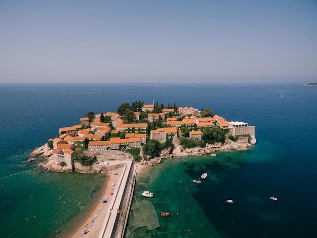 Ancient stone buildings on the islandhotel sveti stefan