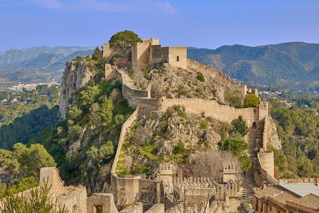 Ancient stone fortress Xativa on the rock