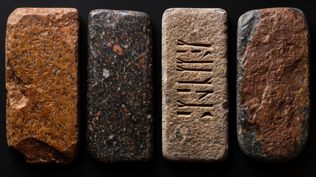 Photo ancient stone tablets with carved symbols