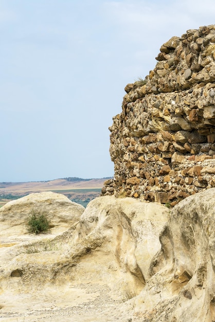 Ancient stone wall in the mountains